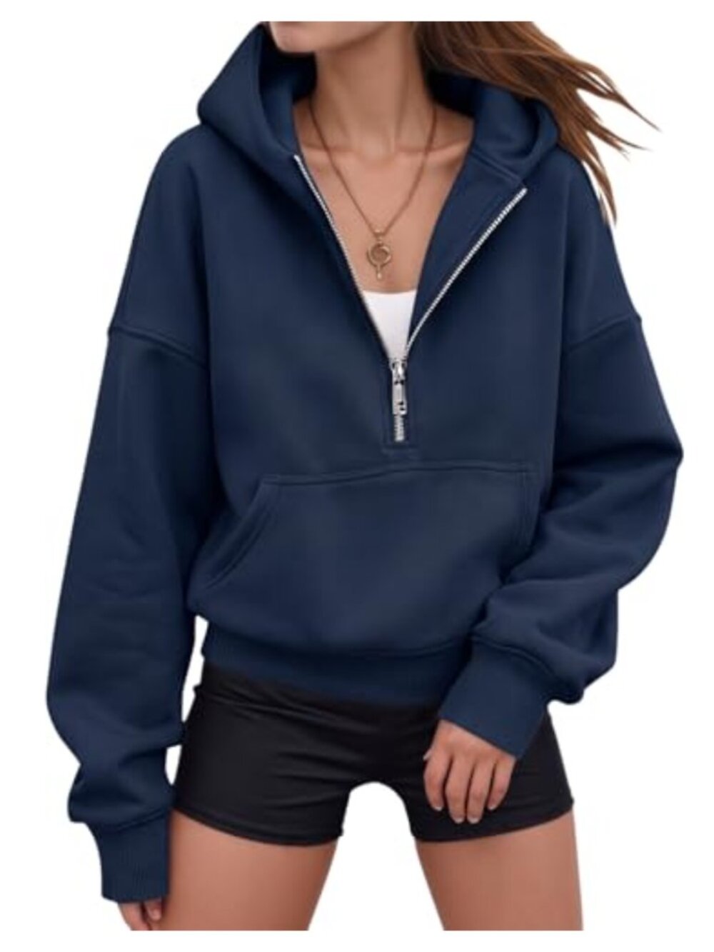 Women's Oversized Half Zip Hoodie Pullover Sweatshirt with Pockets